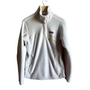 Patagonia Re Tool Snap-T Pullover Cream Ivory 1/4 Fleece Synchilla Women's Large